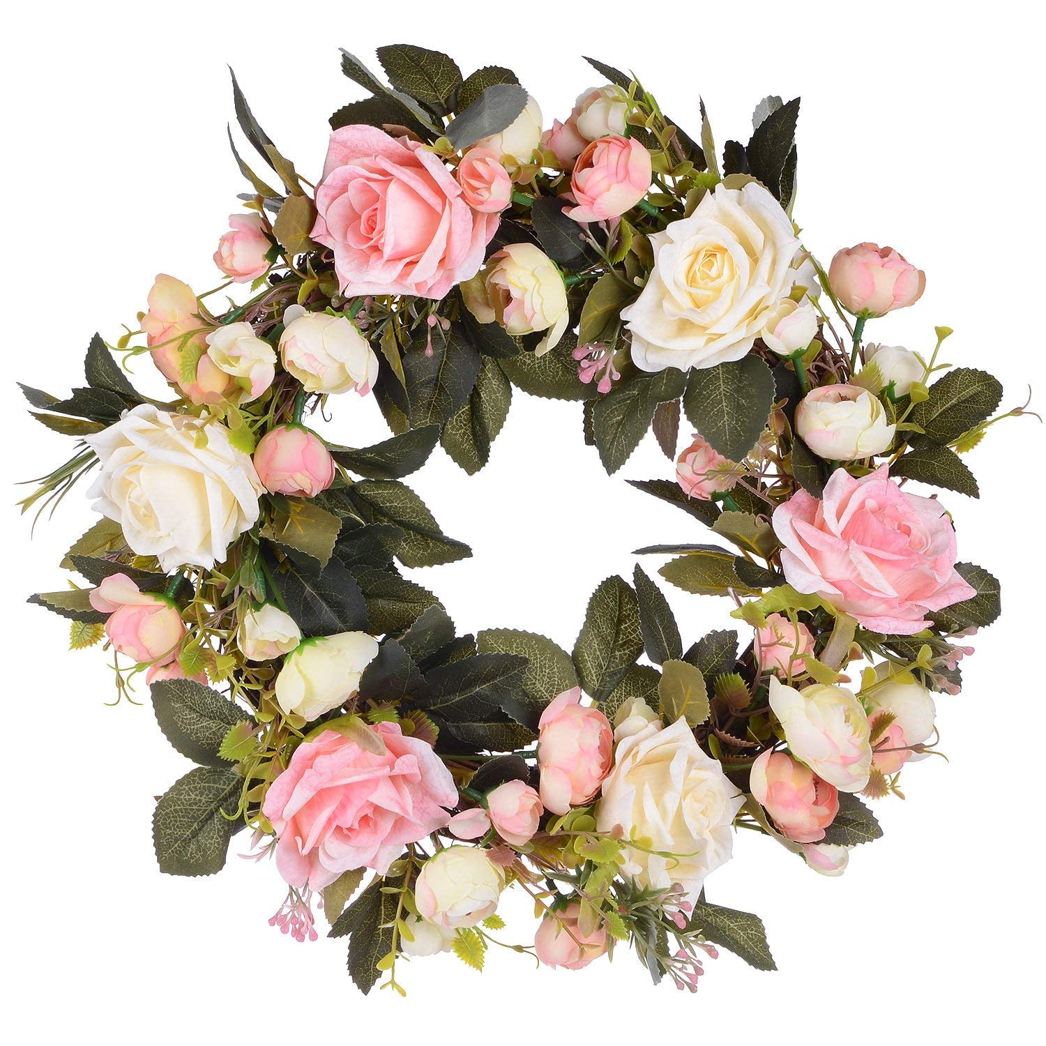 Easter Made to Order 12 Total Diameter and Purple Spring or Summer Wreath Green Small Felt Leaf Wreath in Pink