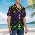 thumbnail image 5 of Disketp Hawaiian Shirts For Men,Mardi Gra Geometric Print Mens Casual Short Sleeve Button Down Shirts Beach Shirt, 5 of 8