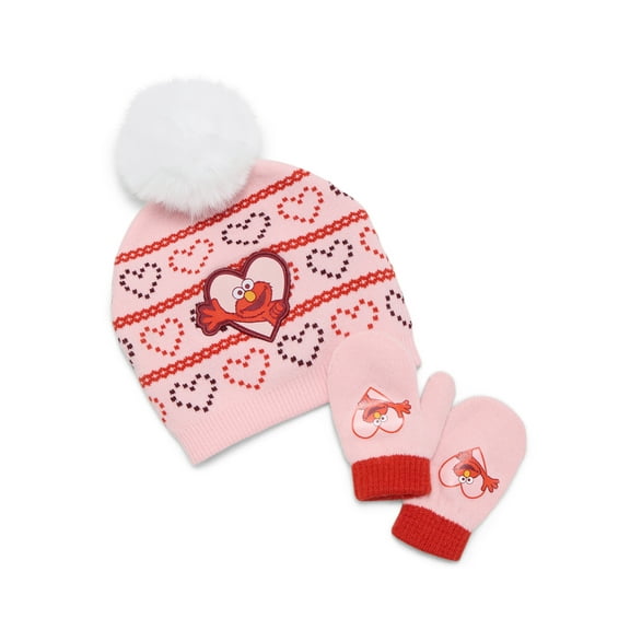 Sesame Street Elmo Toddler Beanie Hat and Mitten Gloves Set, 2-Piece