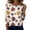 #02 Brown, variant on Crew Neck 3/4 Sleeve Casual Shirts for Women Leaf Printed Loose Soft Tees Breathable Lightweight Tunic Tops Daily Autumn Outfits,M,Saffron