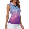 thumbnail image 4 of HUIACONG Golf Shirt with Glitter Dripping Galaxy Pattern, Sleeveless Golf Shirt for Golf and Tennis Outdoor Activities, 4 of 7
