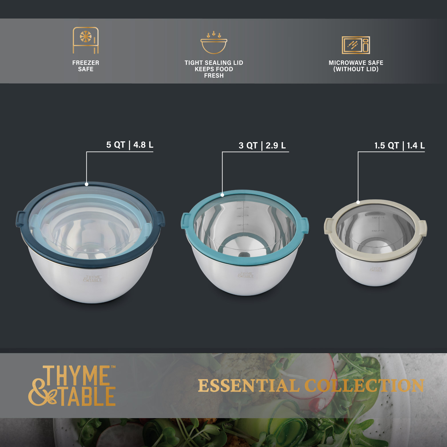 Thyme & Table 6-Piece Nesting Mixing Bowl Set with Lids photo 5