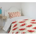 thumbnail image 4 of Ambesonne Fruits Quilted Bedspread Set 2 Pcs, Watercolor Watermelons, Twin Size, Cream Red Jade Green, 4 of 6