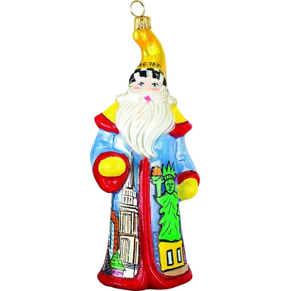 Glitterazzi New York City Santa NYC Pop Art Polish Glass Christmas Ornament