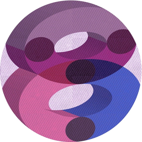 Ahgly Company Machine Washable Indoor Square Transitional Dark Magenta Purple Area Rugs, 3' Square