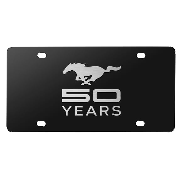 Ford Mustang 50 Years 3D Black Stainless Steel License Plate
