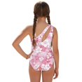 thumbnail image 2 of Jiueut Tropical Hibiscus Leaf Print Girls Swimsuits with Mesh Cover Up Cut Out Bathing Suit for Girls Summer Swimwear with Adjustable Straps, 2 of 7