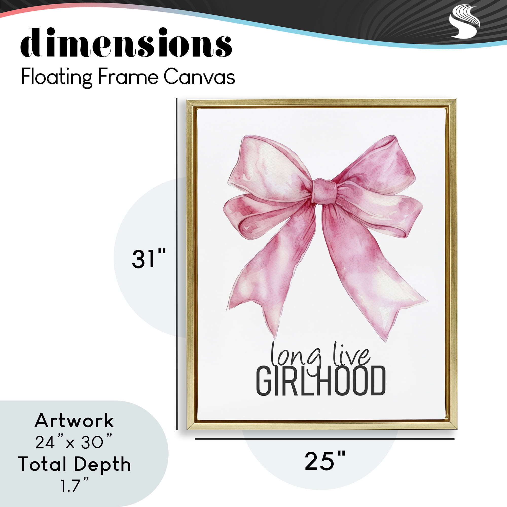 Long Live Girlhood Gold Framed Floater Canvas Wall Art, design by Kim Allen