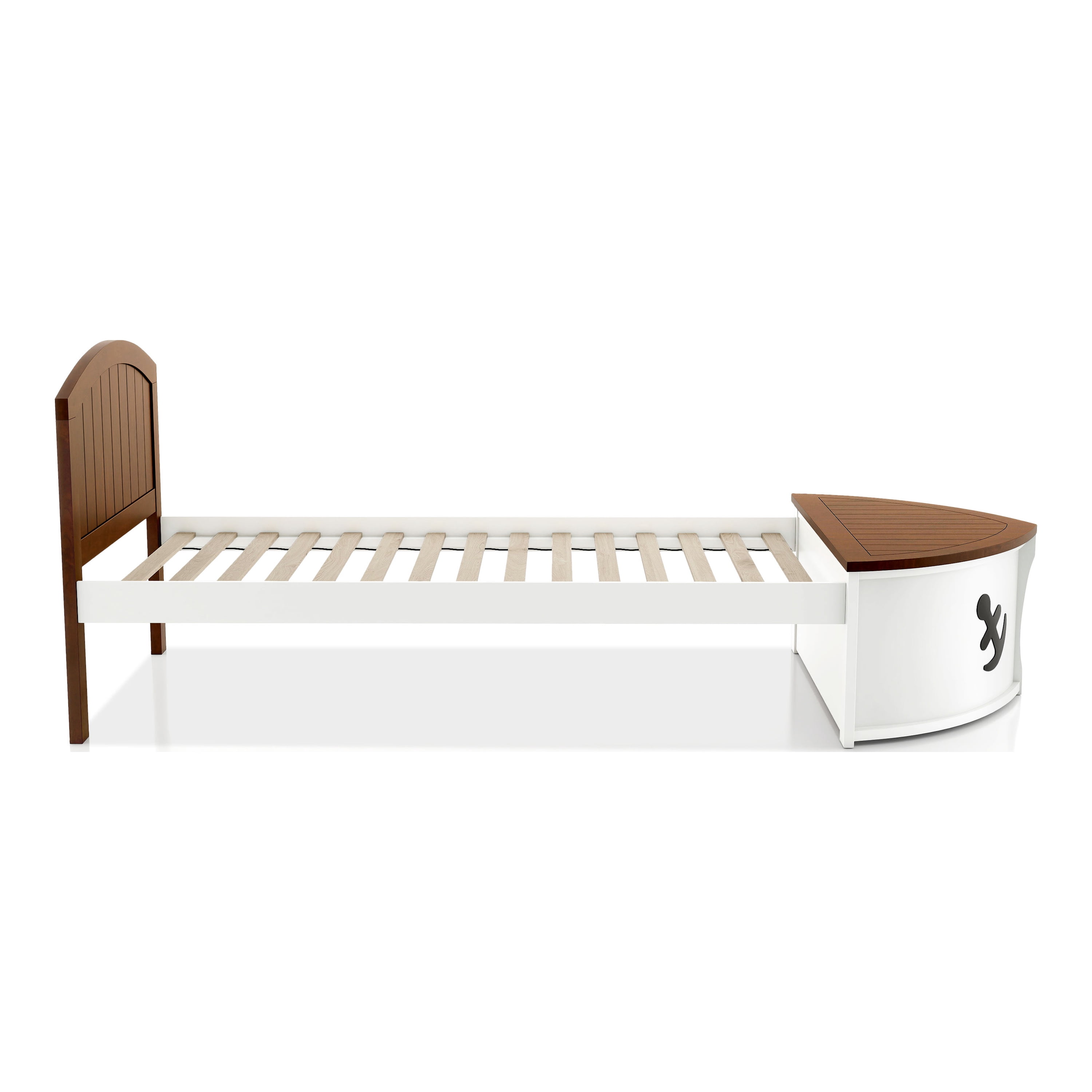 Furniture of America Badedu Kids Solid Wood Twin Captain Bed, White and Oak