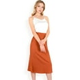 thumbnail image 3 of Women's Satin Midi Skirt With A-Line Silhouette And Elastic Waistband- Coffee,Medium, 3 of 7