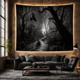 thumbnail image 6 of Misty Forest Path with Ravens Grayscale Moody Gothic for Nature Lovers, Dark Academia Wall Art Halloween Gift Tapestry Wall Hanging for Living Room, Bedroom and Dorm, 6 of 7