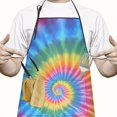 thumbnail image 2 of Rainbow Tie Dye Mandala Pattern Apron-Garden Aprons for Women with Pockets-Cotton Linen Waterproof Kitchen Cooking Gardening Aprons Adjustable for Kitchen,Cooking,BBQ and Salon 33x27 Inch, 2 of 7