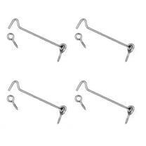 Wideskall 6" inch Heavy Duty Zinc Plated Wire Gate Hook and Eye Latch Pack of 4