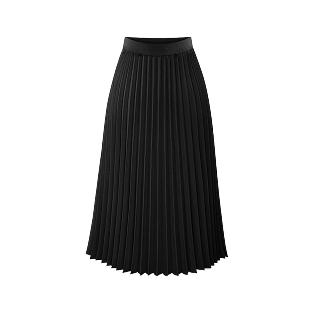 Enqiretly Womens Elegant Pleated Skirt Comfortable Fabric Slim Waist Cut Long Skirts Polyester For Female Black Skirt Midi Skirt black XL 1 1Set