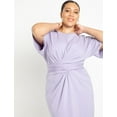 thumbnail image 3 of ELOQUII Women's Plus Size Cross Front Flutter Sleeve Dress, 3 of 6