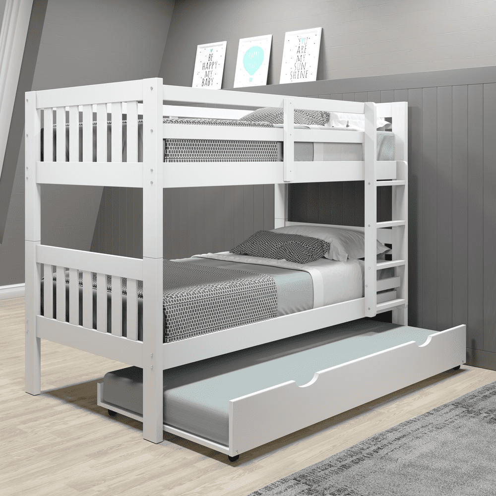 Donco Kids Austin Mission Twin over Twin White Bunkbed, Twin over Twin, White