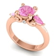 thumbnail image 2 of Diamond-Capitals 2.50 Carat Elegant Round Cut Pink Sapphire Gemstone 3 Stone Ring for Anniversary Gift 18K Rose Gold Size 10, 2 of 8