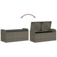 thumbnail image 5 of vidaXL Storage Bench with Cushion Grey 115x51x52 cm Poly Rattan, 5 of 5