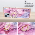 thumbnail image 4 of ELEHOLD Plating Rugged Case For iPhone 15 Slim Marble Pattern Heavy Duty Shockproof Stand Cover, with Shiny Rotating Ring Stand, Pink, 4 of 6