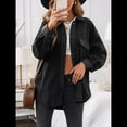thumbnail image 4 of Chaqueta de Mujer de Gran Tamaño con Botones y Larga con Aberturas. Negro L, 4 of 7