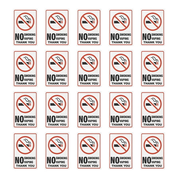 Etiquetas adhesivas de advertencia Uxcell 5x7" Paquete de 20 pegatinas de no fumar y vapear
