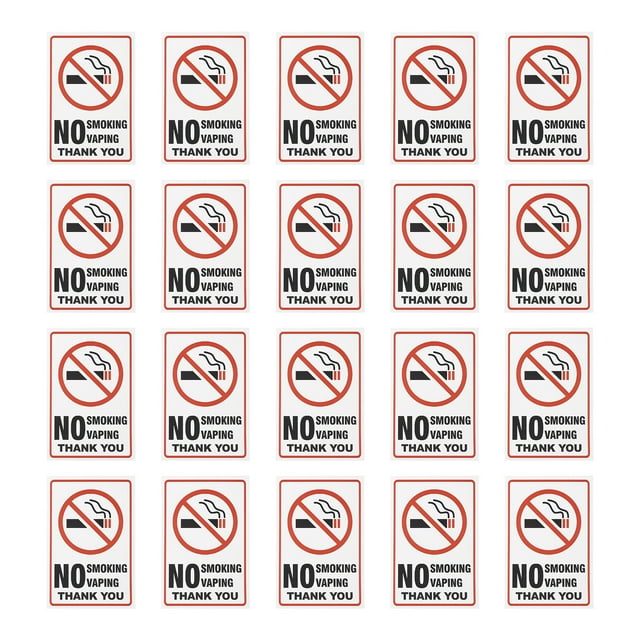 Etiquetas adhesivas de advertencia Uxcell 5x7" Paquete de 20 pegatinas de no fumar y vapear
