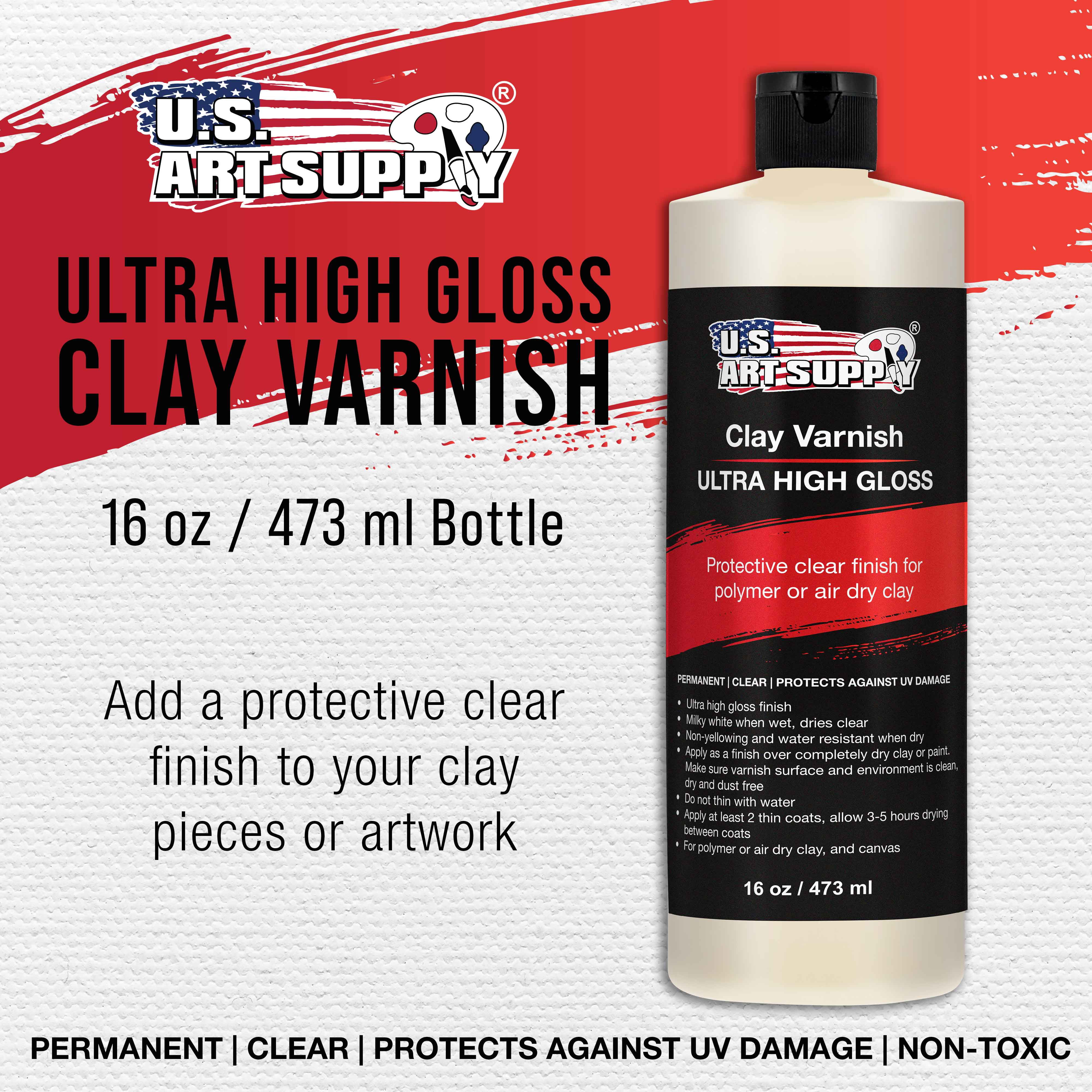 U.S. Art Supply Professional High Gloss Pouring Paint Art Topcoat & Clay Varnish, 16 oz. (Pint) - Clear Permanent Protective Finish for Pouring Masters Paint Artwork, Polymer & Air Dry Clay Sculpture