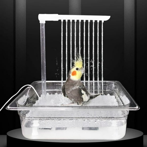 Meitianfacai Parrot Bathtub Bird Automatic Bath Shower Bird Automatic Bath Shower Parrot Bath For Small Medium Birds Parakeet Conure Budgie Cockatiel Lovebird, White