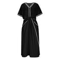 thumbnail image 4 of Ahabrexf Summer Dress for Women,V-Neck Short Sleeve Solid Long Casual Dress, 4 of 7