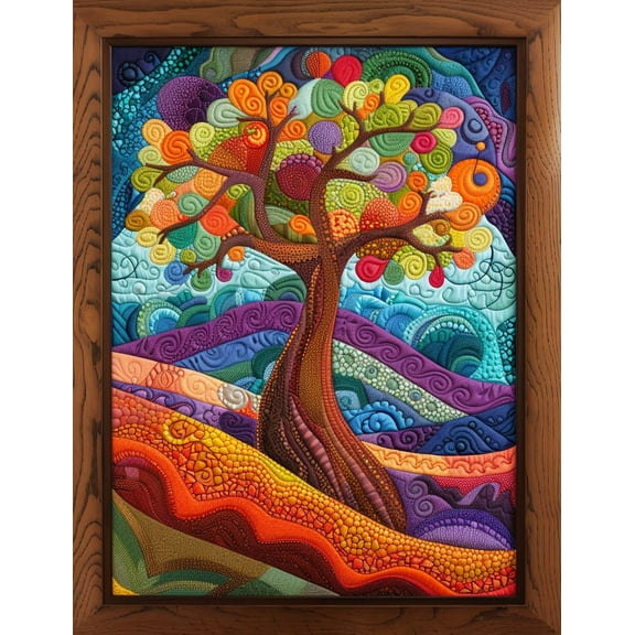 Abstract Tree of Life Vibrant Colors DIY 11CT Stamped Cross Stitch Kits for Beginners Easy Needlepoint Embroidery Counted Cross Stitch Art Craft for Wall Decoration 12x16inch(2)