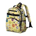 thumbnail image 2 of Football and Basketball Yellow Pattern Cute School Backpack Bag for School with Padded Back and Adjustable Shoulder Straps 15.25"x11.5"x5.25", 2 of 5