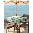 thumbnail image 3 of Outdoor Tablecloth with Umbrella Hole for Patio/Picnic/Party/Camping, Tropical Leaves Waterproof Table Cloth Square Cover Washable, Green Monstera Palm Leaves Summer Wood Gray (60"x 60"), 3 of 8