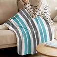 thumbnail image 4 of Throw Blanket for Couch Gray Blue Soft Fleece Flannel Blankets Cozy Lightweight Blanket for Home Sofa Living Room Stripe Bed Throws 30" x 40", 4 of 9