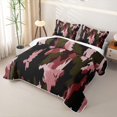 thumbnail image 3 of Castle Fairy Watercolor Camo Blotch Twin Quilt Set 2 Pieces,Abstract Vertical Splash Shape Twin Coverlet Set,Olive Pink Black,1 Bedspread and 1 Pillowcase, 3 of 7
