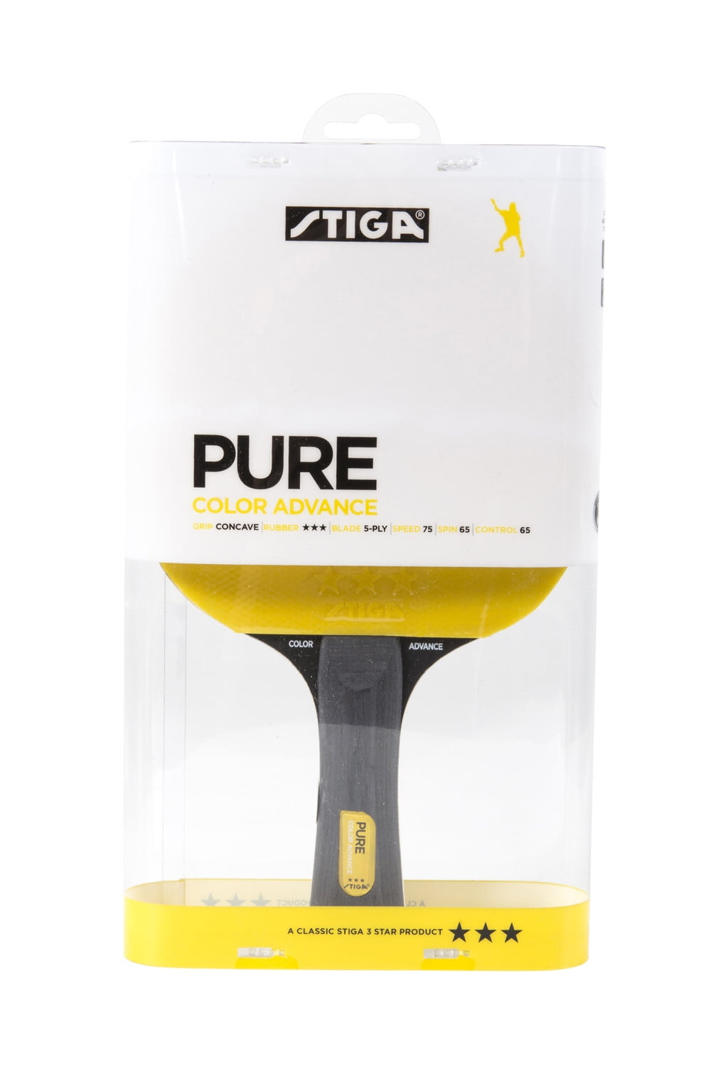 STIGA Pure Color Advance Performance-Level Colorful Table Tennis Racket (Yellow)