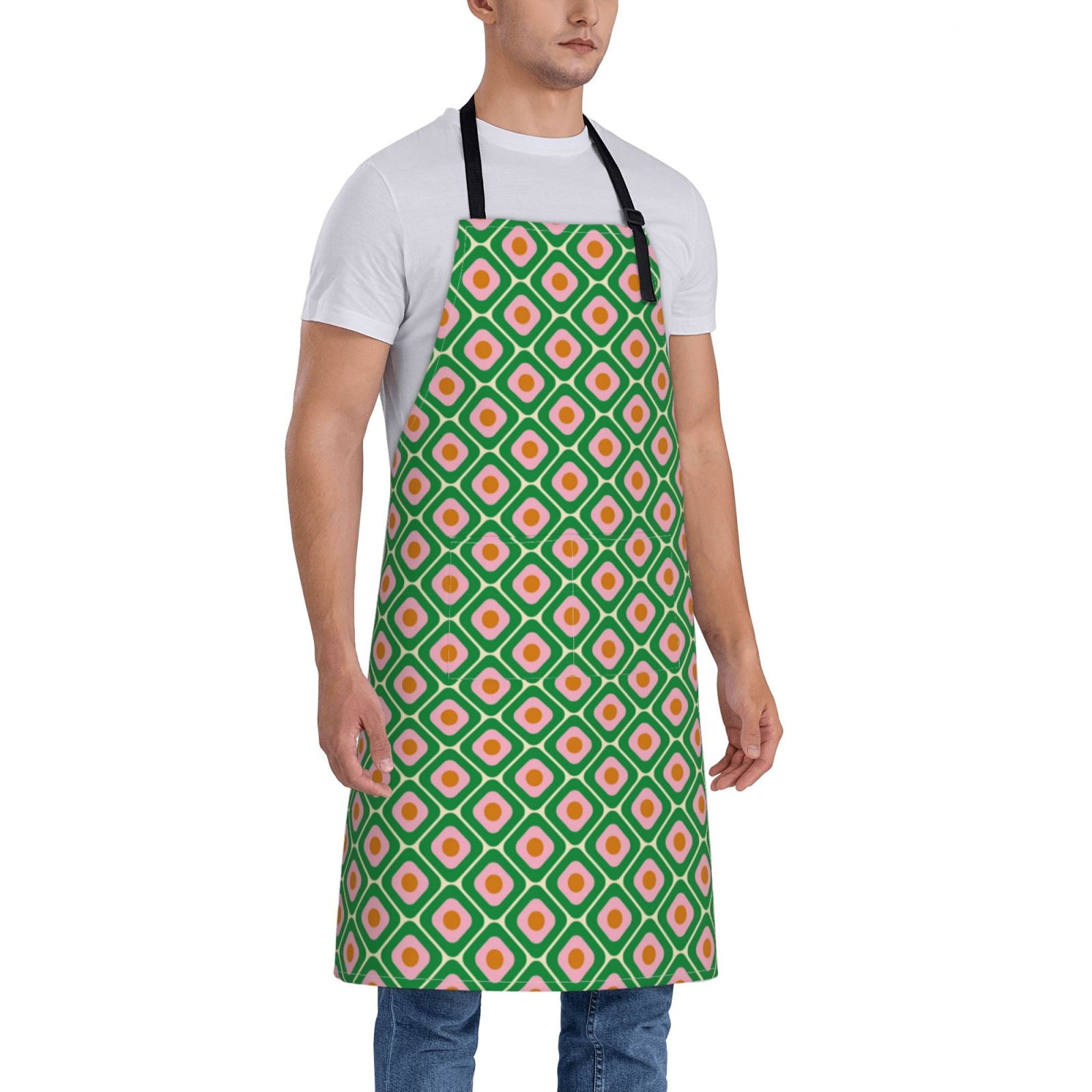 Kdxio 60s and 70s Style Apron with Pockets Adjustable Kitchen Aprons for Men Women Waterproof Aprons for Cooking,Drawing,Crafting, Baking Household Cleaning