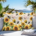 thumbnail image 3 of Sunflower Farmhouse Throw Pillow Covers 16x16 Inch Set of 2, Spring Summer Vintage Floral Bee Waterproof Outdoor Pillow Covers, Decorative Cushion Pillowcases for Couch, Sofa, Bed, Garden, Patio, 3 of 9