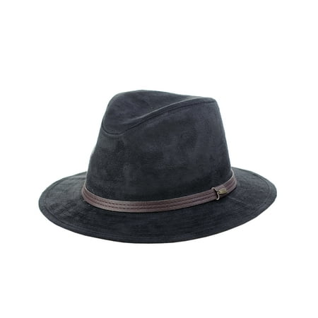C.C Trendy Faux Suede Fedora Trilby Straight Brim Hat with