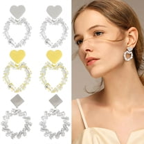 DESIGNICE 3 Pairs Statement Earrings for Women,Dense Rhinestone Layout Gold Earrings for Women,Starlit Mood Statement Earrings,Style1