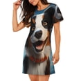 thumbnail image 2 of Disketp Playful Smile Cute Dog para Camisón Corto de Manga Corta para Mujeres, Camisón Cómodo con Escote Redondo, Bonito y Confortable, 2 of 6