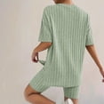 thumbnail image 4 of Pajamas for Women Set 2 Piece Ribbed Knit Matching Outfits T Shirt Biker Shorts Sleepwear Sweatsuits Womens Pajama, 4 of 7