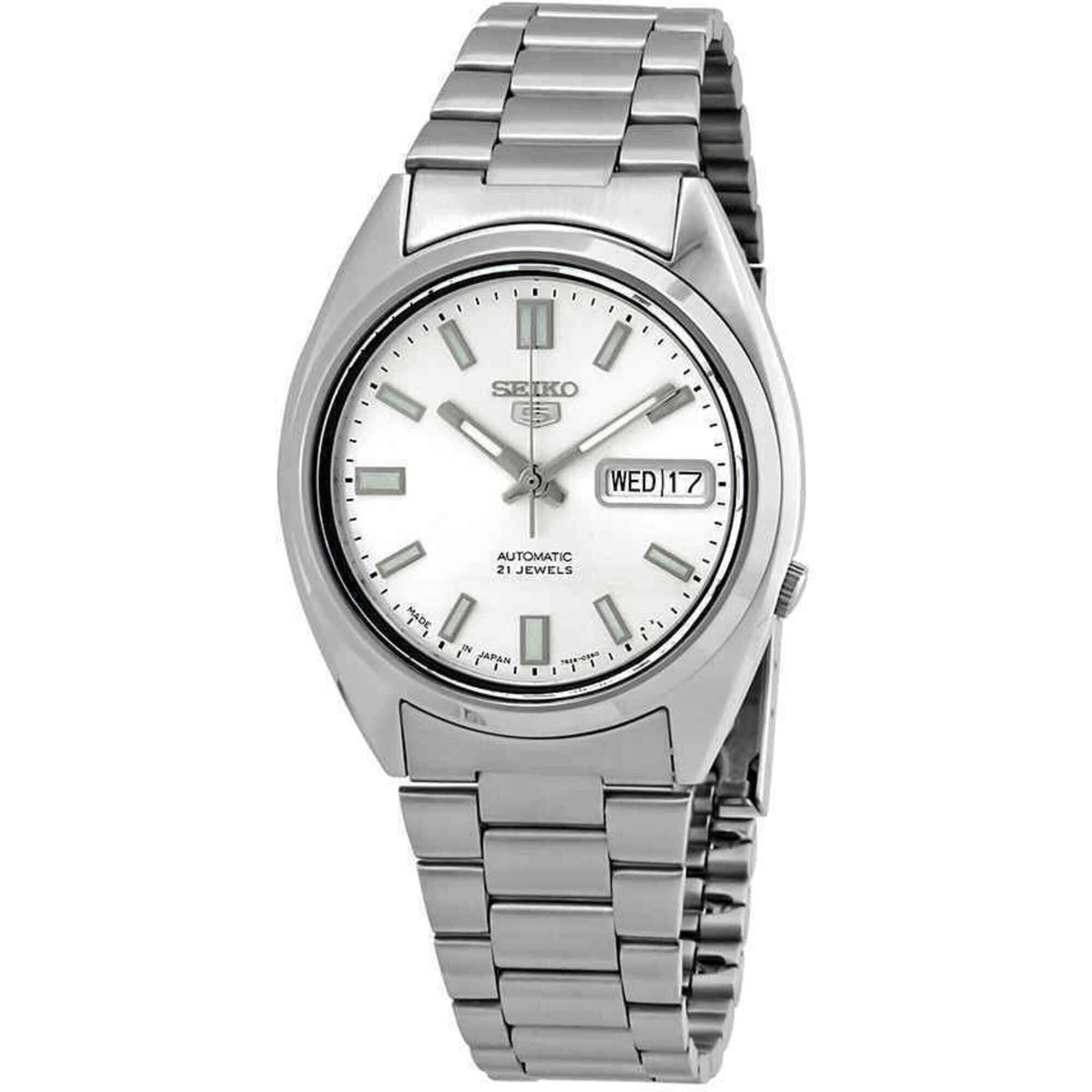 Seiko 5 White Dial Steel Men's Watch SNXF05K1 | WatchMaxx.com