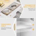 thumbnail image 4 of DWVO Kitchen Buffet Sideboard Cabinet With Drawers, Modern Coffee Bar Storage Cabinet with Adjustable Shelf - White & Gold, 4 of 11