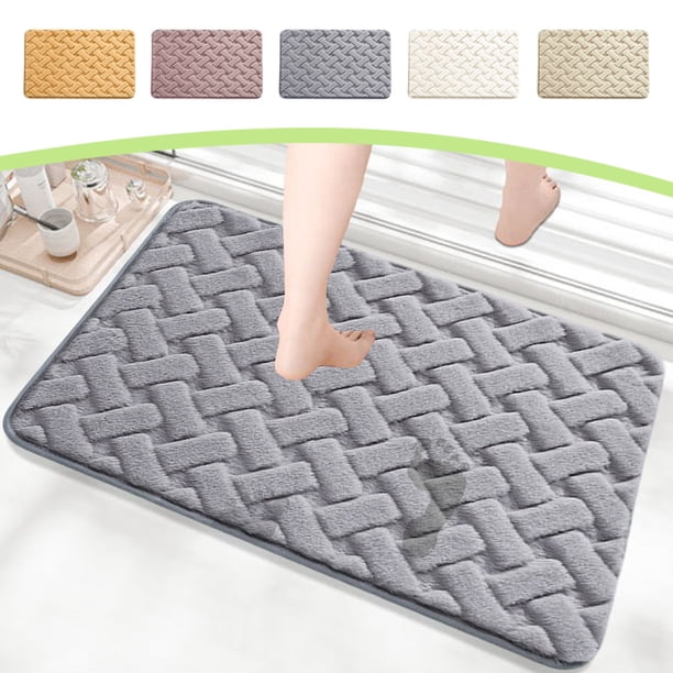 Alfombrilla de baño antideslizante absorbente de agua | Superficie de microfibra de terciopelo suave | Relleno ligero de espuma de poliuretano | Lavable a máquina | 15,74 x 23,62 pulgadas |