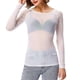 thumbnail image 3 of Blusa camisera de malla superior moldeadora de brazo sin costuras de manga larga transparente para mujer, 3 of 4