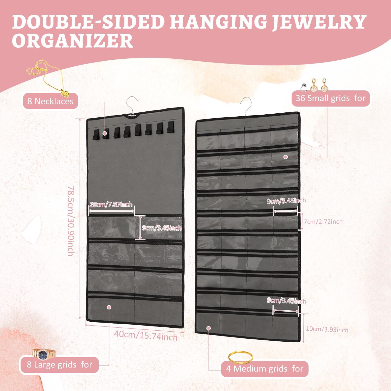 Hanging Jewelry Organizer, Jewelry Roll Gift Double Sided Women Earrings Display, Earrings Hanger Jewelry Holder for Wall Closet Watches Rings