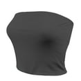 thumbnail image 2 of ShezPretty Womens Fitted Solid Cotton Spandex Layered Crop Tube Top (Medium, Charcoal Grey), 2 of 4