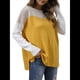 thumbnail image 2 of Suéter Oversize con Bloques de Color para Mujer: Cuello Redondo, Punto Acanalado, Hombros Caídos, Larga Amarillo L, 2 of 10