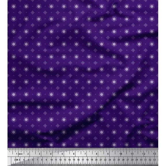 Soimoi Cotton Duck Fabric Dot & Floral Artistic Fabric Prints By Yard 42 Inch Wide