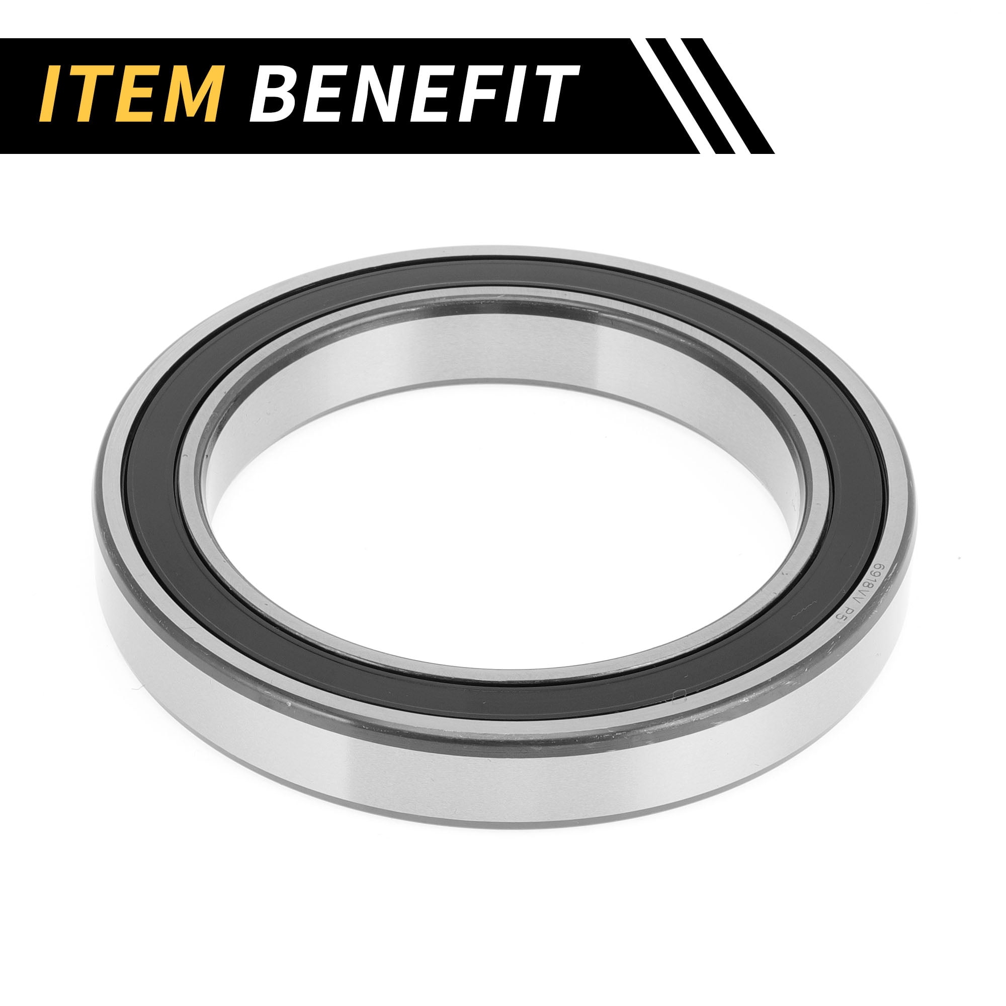 Unique Bargains 6918VV Deep Groove Ball Bearings 90x125x18mm P5 Double Rubber Seal Lubricated Bearings 1 Pc Car Scooter Skateboard Wheel Universal Black Silver Tone